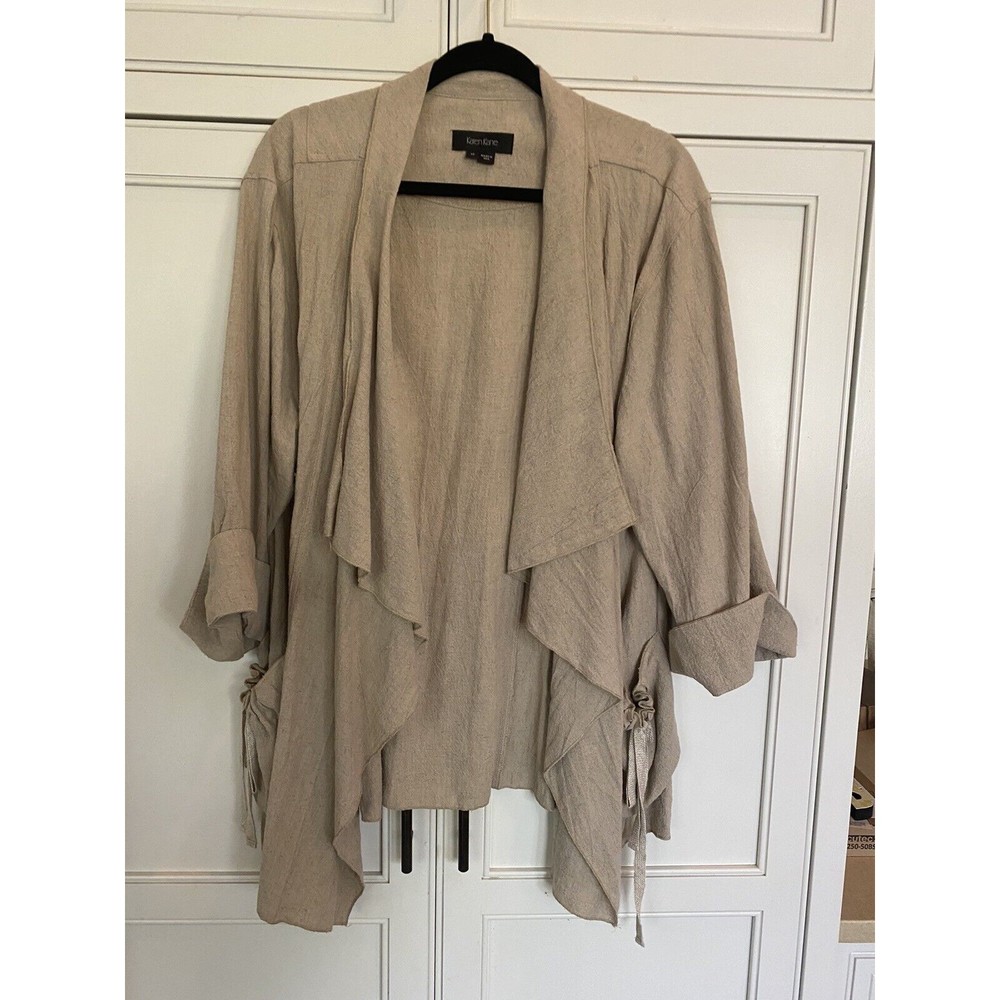 Karen Kane Waterfall Open Cardigan Jacket  Sand Tan  Women's 1X